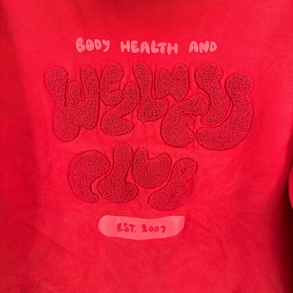 Cotton On Body Wellness Club Plush Graphic Hoodie Red Sweatshirt Medium Cozy - Picture 5 of 9